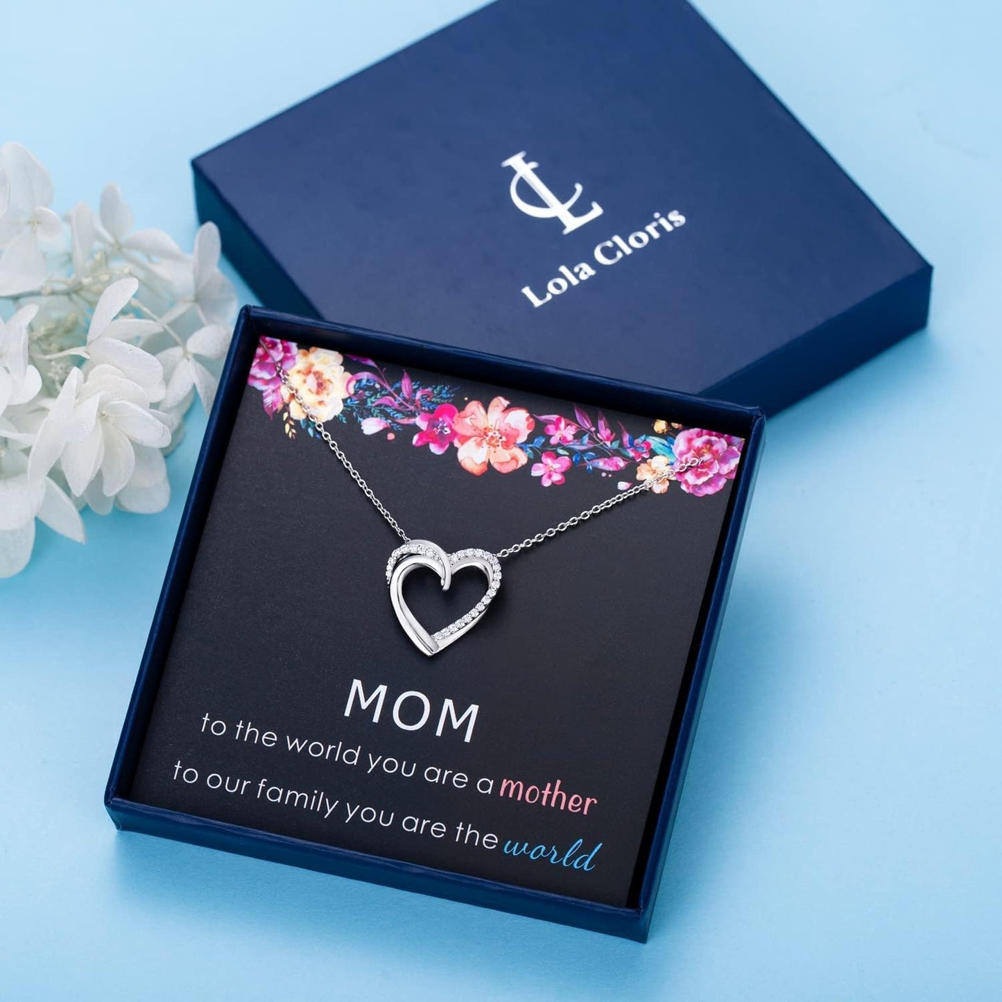 Mom Necklace Mom Birthday Gifts from Daughter Son Happy Birthday Mom Gifts from Daughters Christmas Gifts for Mom from Daughter Sterling Silver Heart Necklace for Women